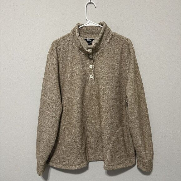 Eddie Bauer Sweaters - Eddie Bauer Women’s Pullover Sweater Size XXL Beige Tan Fleece‎ Mock Neck